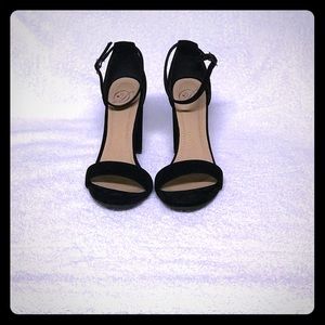 Faux Suede Block Sandel Heels